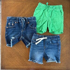 EUC Kids Green Pull-On Shorts & 2x Blue Denim Shorts Bundle